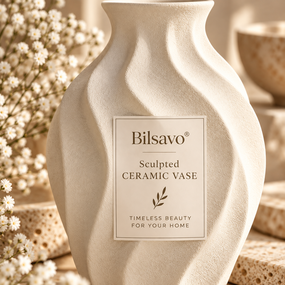Bilsavo® Sculpted Ceramic Vase
